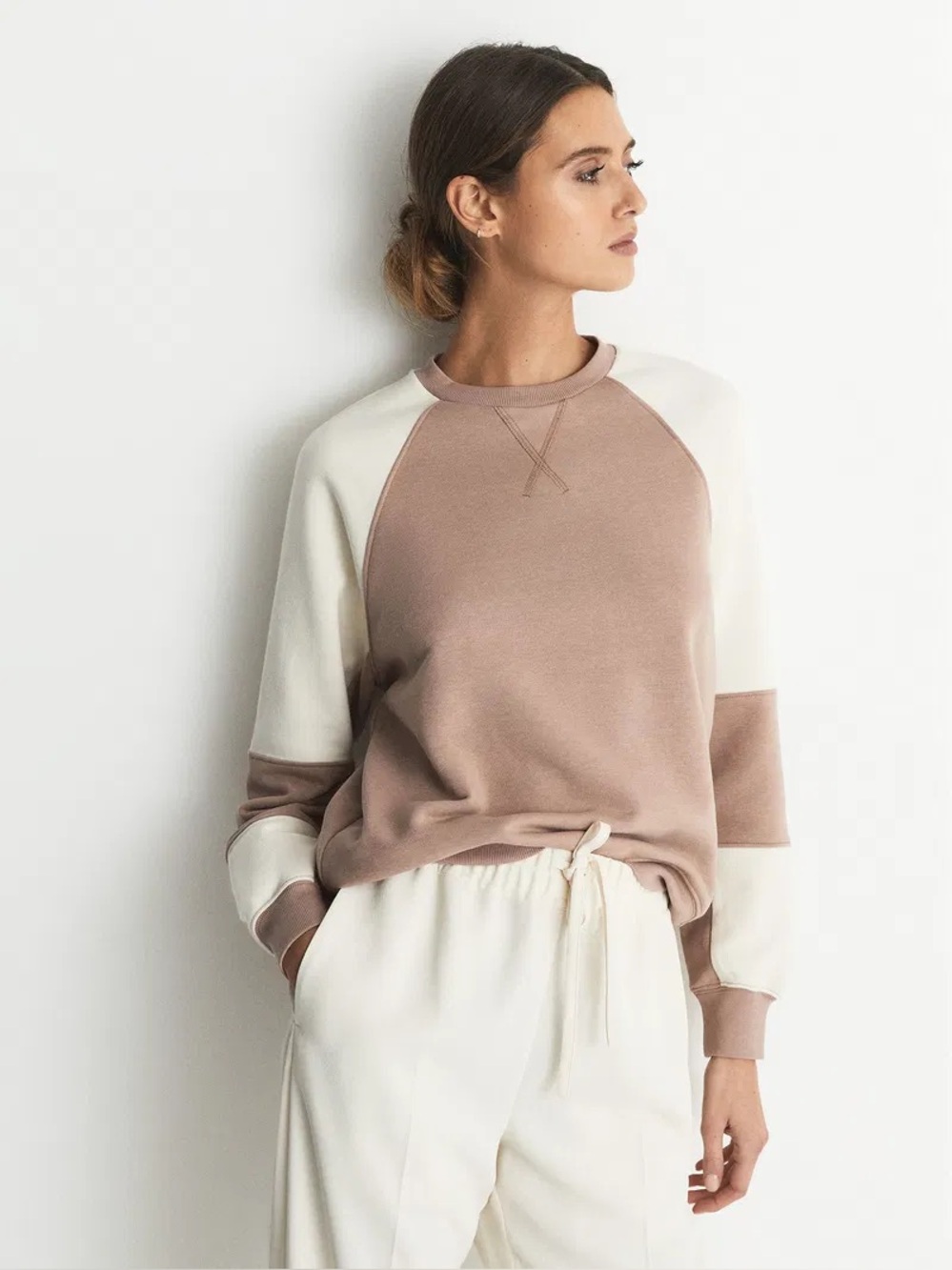 REISS Betty Colour Block Crewneck Pullover Jersey Sweatshirt Size Small